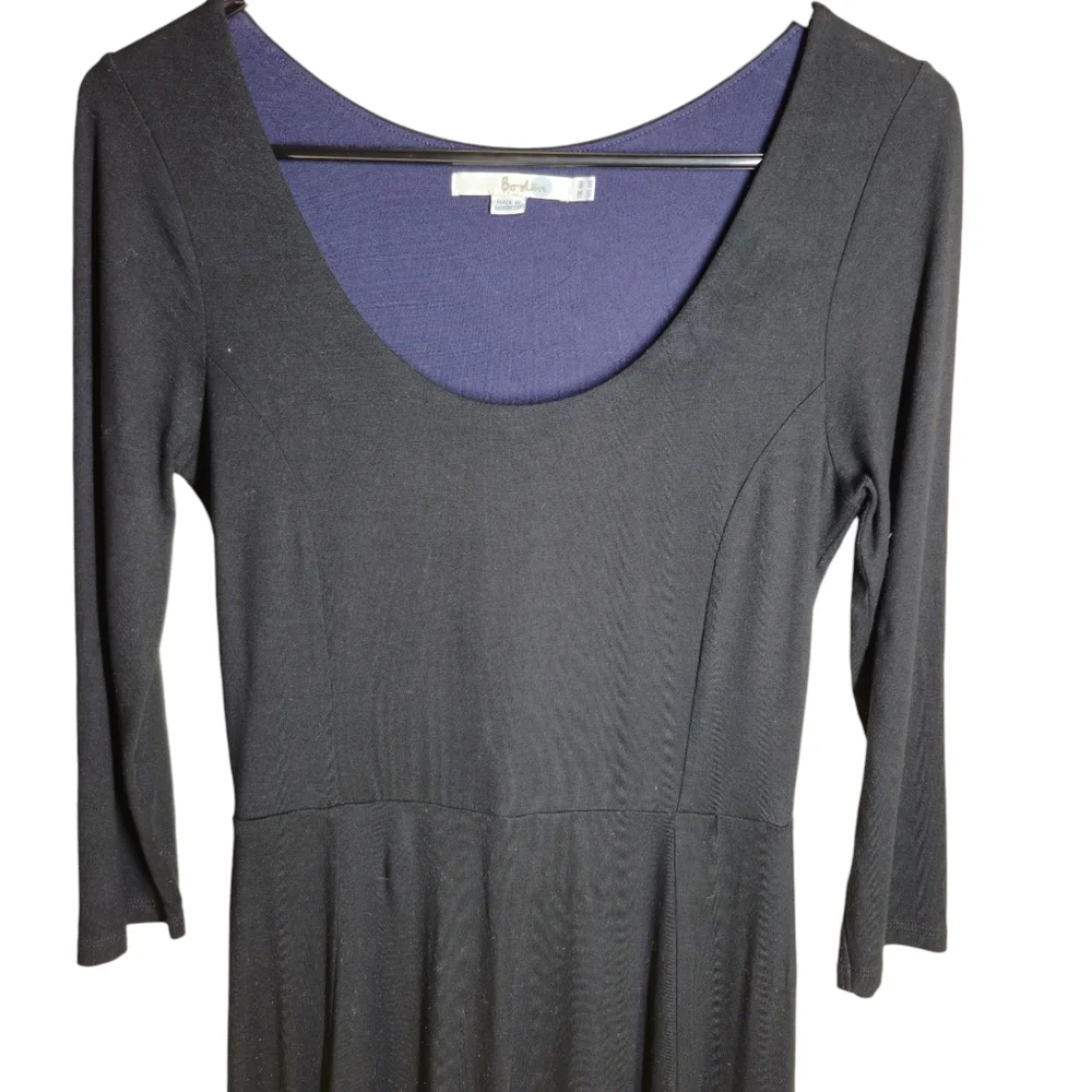 Boden Alanna Three Quarter Sleeve Knit Black Midi Dress size 4